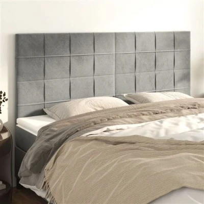 Afbeelding van vidaXL Hoofdborden 4 st 90x5x78/88 cm fluweel lichtgrijs