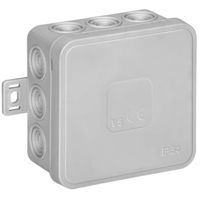 Afbeelding van Miratic Aftakdoos voor buiten, waterdicht, IP54, met 12 kabelwartels, inbouw en opbouw, hoge kwaliteit weerbestendigheid (grijs)