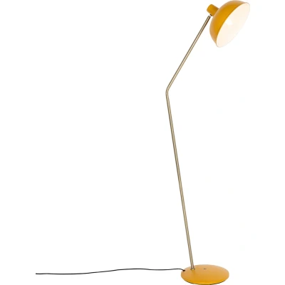 Afbeelding van QAZQA Retro vloerlamp geel met brons Milou