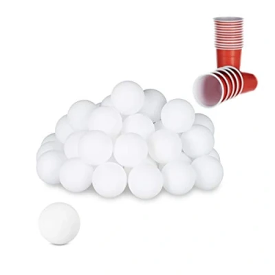 Afbeelding van Relaxdays beerpong ballen 48 tafeltennisballen ping pong lottoballetjes wit