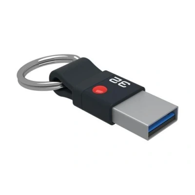Afbeelding van Emtec ECMMD32GT103 USB stick 3.0 (3.1) Designserie Nano Ring T100 32GB collectie zwart/zilver metaal en kunststof afneembaar sleutelhanger