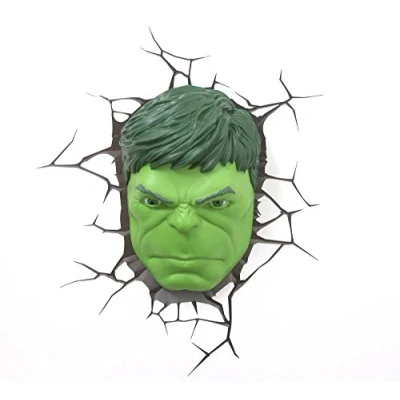 Afbeelding van 3DLightFX Hulk Face 3D Deco Light Wandlamp binnen Lamp Kinderkamer Draadloos
