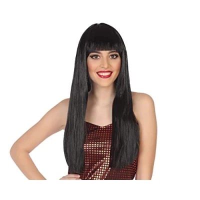 Afbeelding van Atosa Verkleedpruik voor dames met lang stijl haar Zwart Carnaval/party