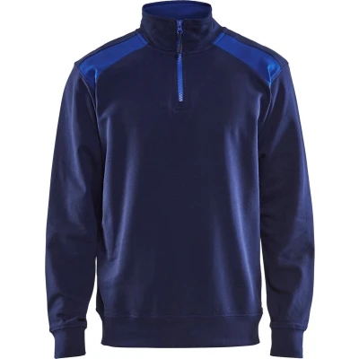 Afbeelding van Blaklader Sweatshirt bi colour met halve rits 3353 1158 Marineblauw/Korenblauw M