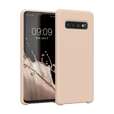 Afbeelding van kwmobile telefoonhoesje geschikt voor Samsung Galaxy S10 Hoesje met siliconen coating Smartphone case in kokosmelk