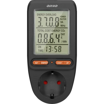 Afbeelding van kWh energiekosten meter LCD scherm Stopcontact ingebouwde batterij