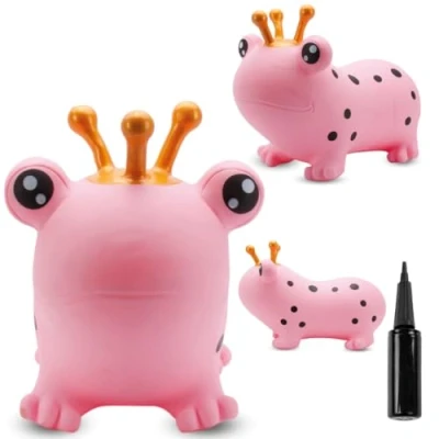 Afbeelding van Opblaasbaar springdier, speelgoed voor kinderen van 1 jaar binnen en buiten, ergonomisch design, inclusief handpomp (roze kikker)