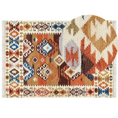 Afbeelding van Beliani VOSKETAP Kelim vloerkleed Multicolor Wol