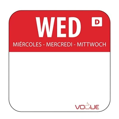 Afbeelding van Oplosbare voedsel stickers woensdag/rood Vogue, rol 1000