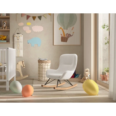 Afbeelding van KidsOnly Rocky Wit Bouclé Schommelstoel Mini