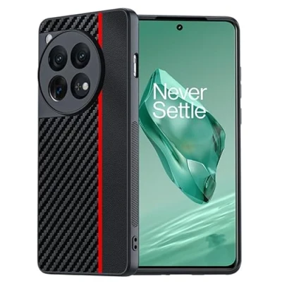 Afbeelding van FDHYFGDY Beschermhoes voor OnePlus 12 5G, ultradun, schok en krasbestendig, met camerabescherming (zwart rood)