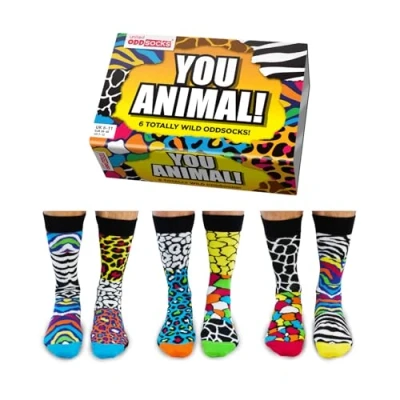 Afbeelding van United Odd Socks 6 Heren sokken You Animal Mismatched (dus verschillende) Maat 39/46