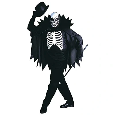 Afbeelding van &quot;Skeletten kostuum met cape voor volwassenen Halloween Verkleedkleding Medium&quot;