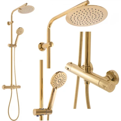 Afbeelding van REA Bliss Thermostatische Douchekraan Opbouw Regendouche 20 cm Glans Goud