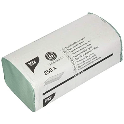 Afbeelding van Papstar, 250 vellen zigzag handdoek 23 x 25 cm groen #17205