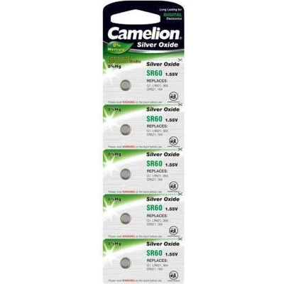 Afbeelding van Camelion 5x SR60W 1,55Volt Zilveroxide Knoopcellen 1 Blister met 5 stuks