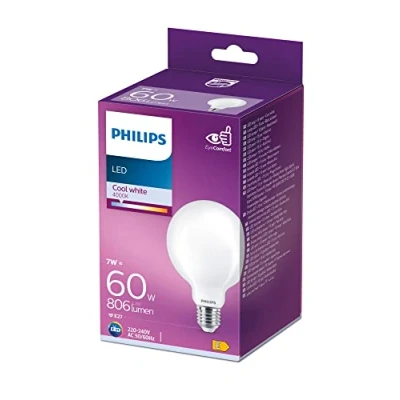 Afbeelding van Philips LED Globe E27 Mat 60W Koel Wit Licht