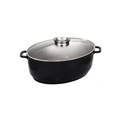 Image de Cocotte ovale en fonte d&#039;aluminium 43cm noir Baumalu 382931