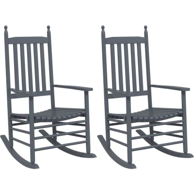 Afbeelding van Schommelstoelen met gebogen zitting 2 st populierenhout grijs