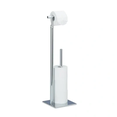 Afbeelding van Relaxdays toiletrolhouder staand metaal reserverolhouder wc rolhouder zonder boren