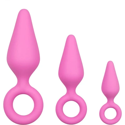Afbeelding van Roze Buttplugs Met Trekring Setje Levensecht Gevoel