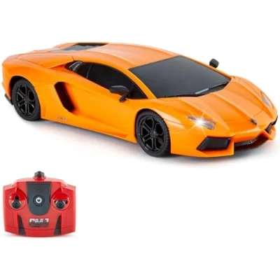 Afbeelding van CMJ RC Cars ™ Lamborghini Aventador LP700 4 op afstand bestuurbare auto met officiële licentie 1:24, werkende lampen, 2,4 GHz (oranje)