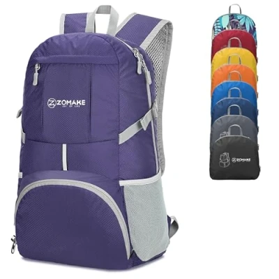 Image de ZOMAKE 35L Sac a Dos Pliable Léger à De Randonnée Packable Daypack Pour Femme Homme Sports Et Plein Air (Violet)