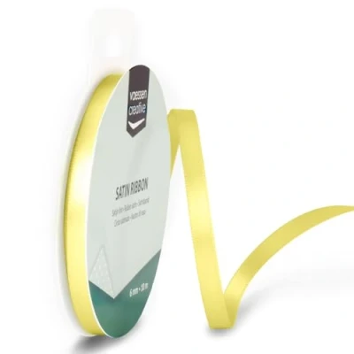 Image de Vaessen Creative Ruban de satin double, Pastel Jaune, 6mm, Taille Unique