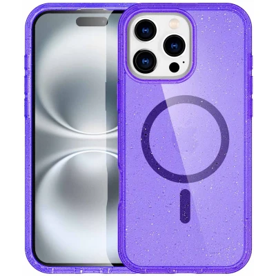 Afbeelding van imoshion Hoesje Geschikt voor iPhone 16 Pro Max Sparkle Backcover MagSafe Paars