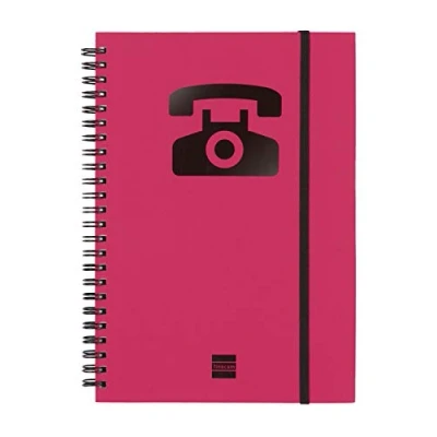 Afbeelding van Finocam Telefoonindex met dubbele spiraal en elastische sluiting (48 vellen, 120 g, A5) magenta
