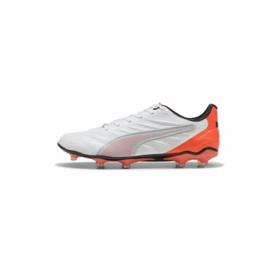 Afbeelding van PUMA King Pro Fg/Ag Voetbalschoenen, uniseks, wit zilver glanzend rood