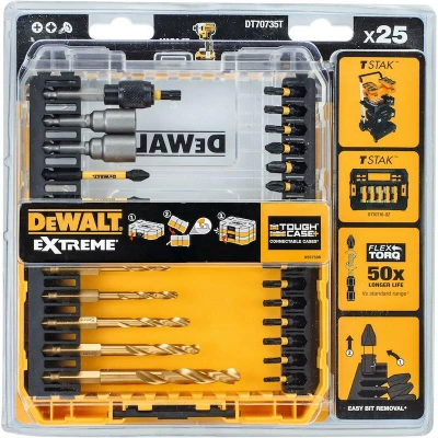 Afbeelding van DEWALT ACCESSOIRES 25 DELIGE FLEXTORQ BOOR EN SCHROEFBITSET IN TOUGH CASE DT70735T QZ