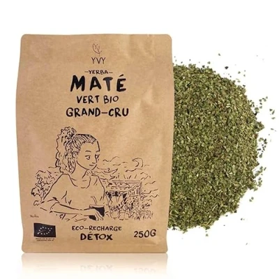 Afbeelding van YVY MATÉ Yerba Mate Bio Green Grand Cru 250 g Maté biologisch en niet gerookt zonder steel stof met de hand geoogst zacht, fris plantaardig energiek detox