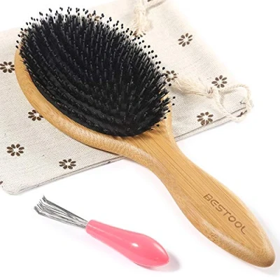 Image de BESTOOL brosse à cheveux en poils de sanglier pour femmes, hommes, enfants, et nylon humides/secs, lissage, massage, démêlage, quotidienne