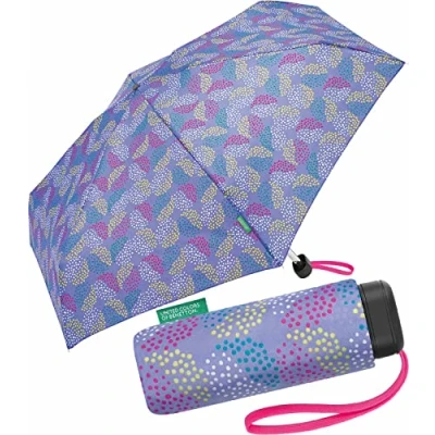 Afbeelding van Benetton Zakparaplu Ultra Mini Flat Dots, Pop Dots Deep Periwinkle, Compact