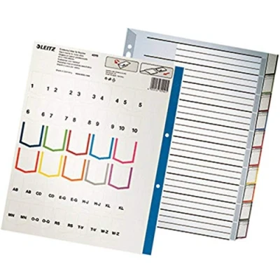 Afbeelding van Leitz 4370 Register Din A4 Bovenbreedte Blanco Polypropyleen Grijs 10 Tabbladen 43700000