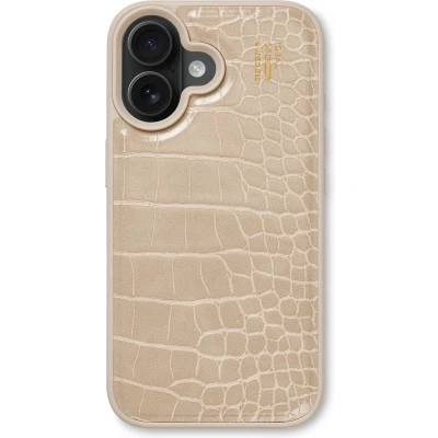 Afbeelding van iDeal Of Sweden Vegan Leather Case geschikt voor iPhone 16 Warm Beige Croco