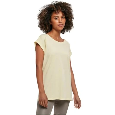 Afbeelding van Damesshirt met ronde hals en omgeslagen mouw Soft Yellow 4XL