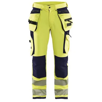 Image de Pantalon stretch 4D haute visibilité jaune fluorescent/marine