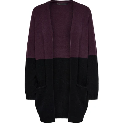 Afbeelding van ONLY Onlqueen LONG Cardigan Vest, Dames, Maat: Small, Windsor wine/black
