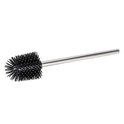 Afbeelding van WENKO, Siliconen borstel met roestvrij stalen handvat, 8,5 cm in doorsnee Toiletborstel reservekop van siliconen, staal, x 35 cm, glanzend