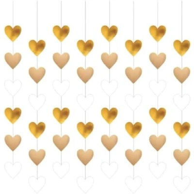 Afbeelding van Amscan Hangdecoratie harten goud (8 stuks)