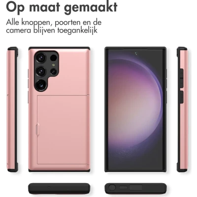 Afbeelding van iMoshion Hoesje Geschikt voor Samsung Galaxy S23 Ultra Ruimte 2 pasjes Backcover met pasjeshouder Rosé Goud