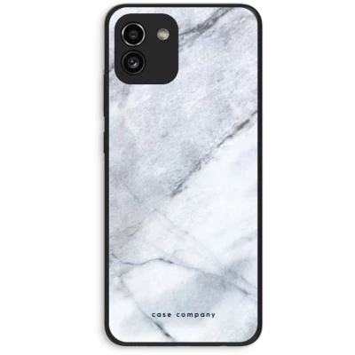 Afbeelding van Case Company® hoesje geschikt voor Samsung Galaxy A03 Witte marmer Soft Cover Telefoonhoesje Bescherming aan alle Kanten en Schermrand