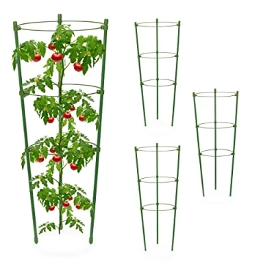 Afbeelding van Relaxdays plantensteun rond set van 4 steunring planten metalen klimplantensteun