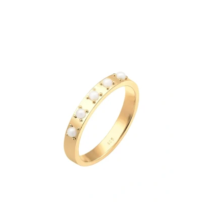 Afbeelding van Elli Ring Dames Elegant Vlak met synthetische parels in 925 Sterling Zilver