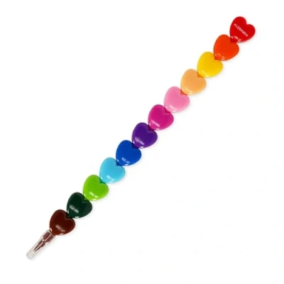 Afbeelding van Legami 12 crayons empilables, couleurs différentes pour colorier, enfants, pastel en forme de coeur, rêve couleur