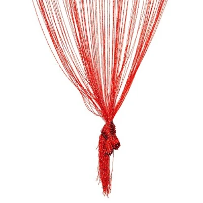 Afbeelding van TRIXES Gordijn met rode koorden, dauwdruppels, perfect als vliegenscherm volledige grootte 90 cm x 200