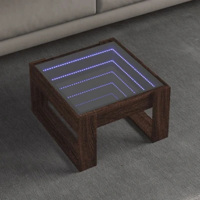 Afbeelding van Salontafel met Infinity LED 50x53x30 cm bruin eikenkleurig