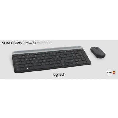 Afbeelding van Logitech Keyboard/Muis Set MK470, Draadloos, grafiet Slim Combo, DE, Optisch, 1000 dpi, Retail